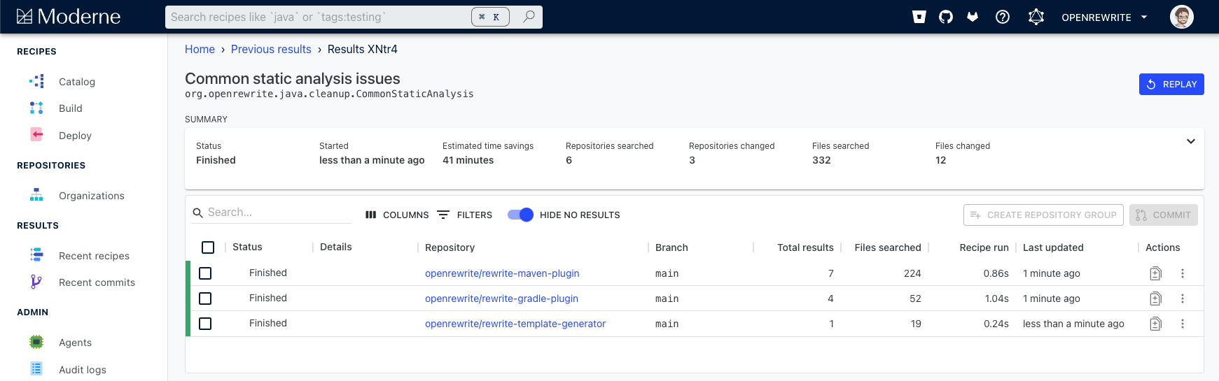 Example results